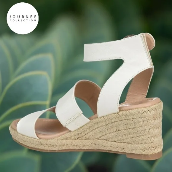 NEW JOURNEE COLLECTION White Norra Espadrille Wedge Sandals, 10M - Picture 6 of 12